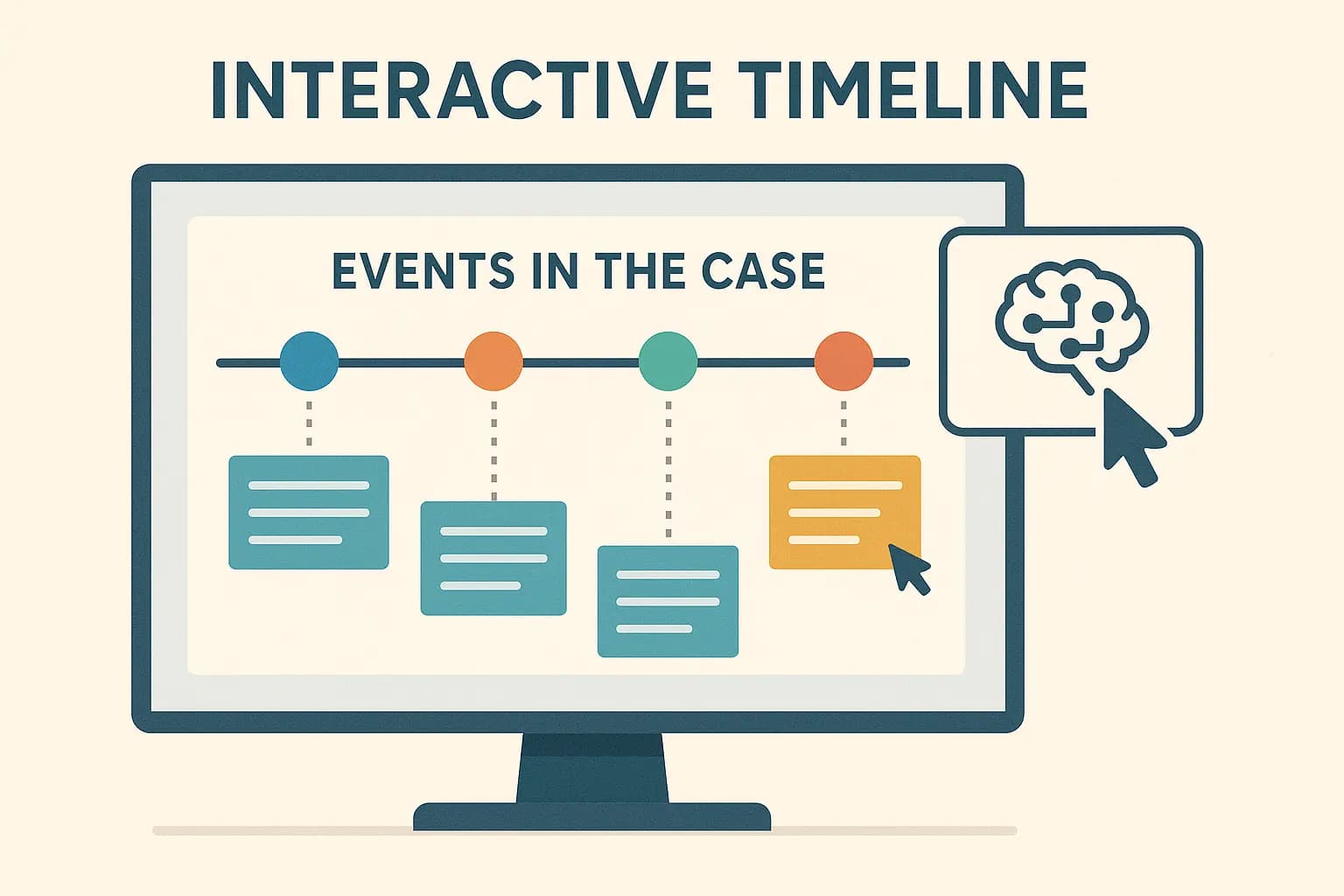 Interactive timeline visualization showing incident, medical visits, and key events
